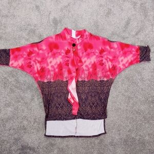 Women's Boho-Chic Tie-Dye Batwing Sleeve Top - Pink and Black, Medium